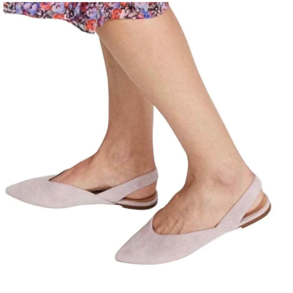 Madewell Ava Sling Back purple/pink Suede leather Mule flats 6.5